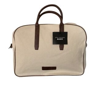 John Varvatos Cream and Brown Travel Bag
